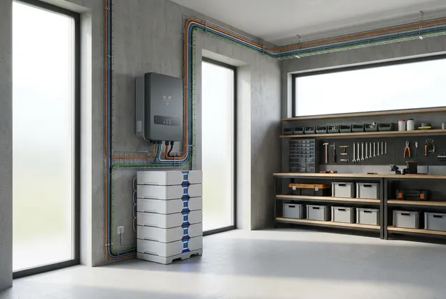 Off-grid hybrid solar system with battery bank in Bali