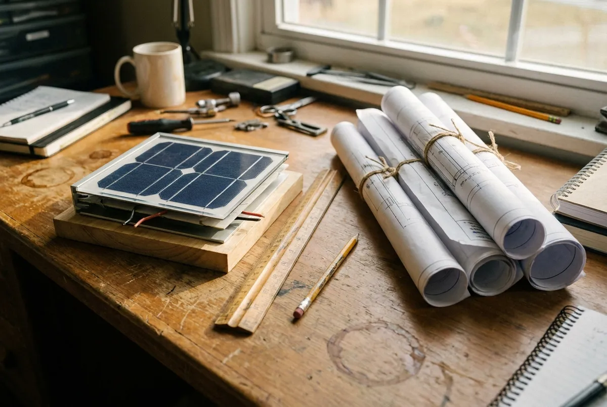 Solar engineer reviewing system design and load calculation documents for a Bali villa